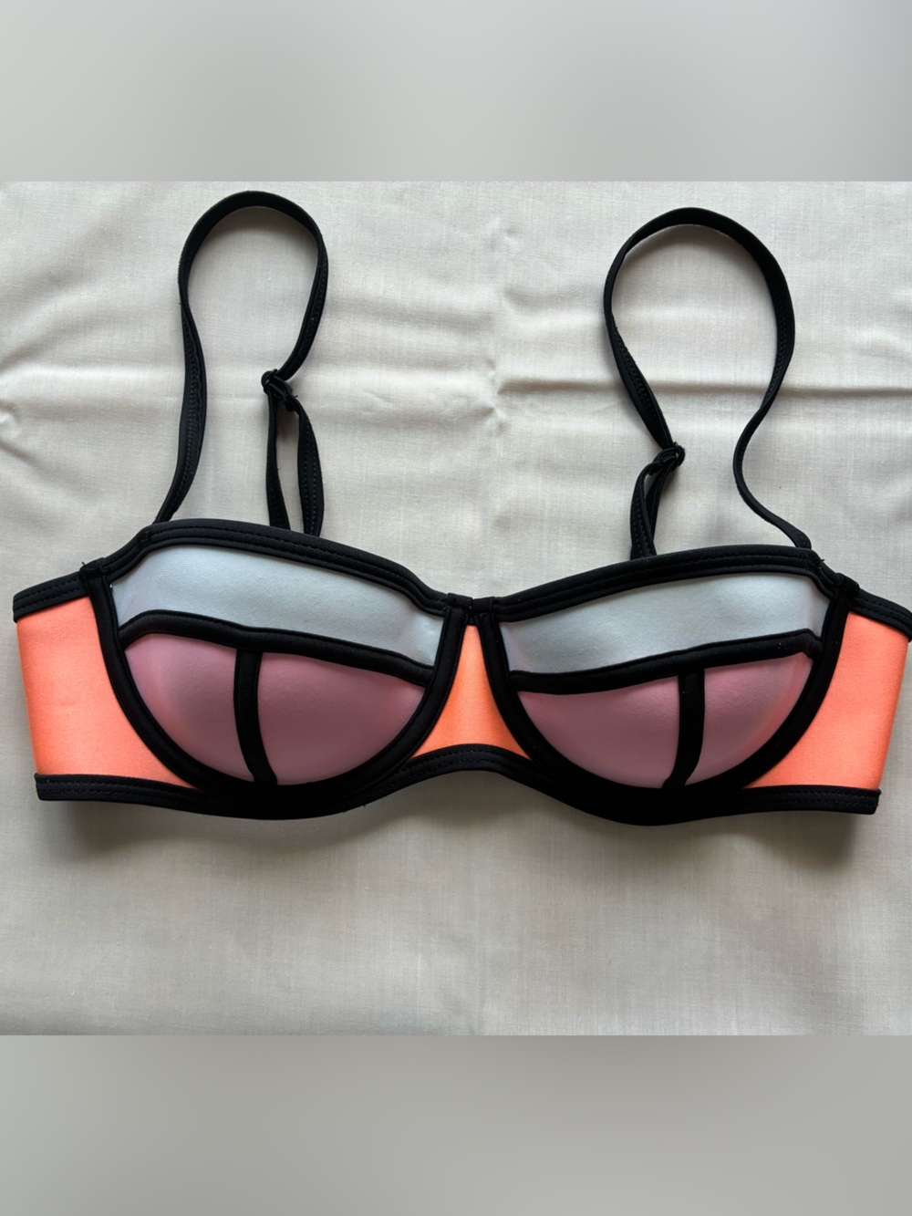 triangl swimwear Black Bikini Strap with Coral Accent